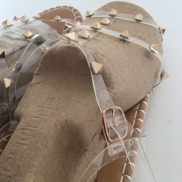 BAMBOO CLEAR STRAP GLADIATOR ROCKSTUD ROPE SANDALS SIZE 8.5 NWT - Picture 9 of 14